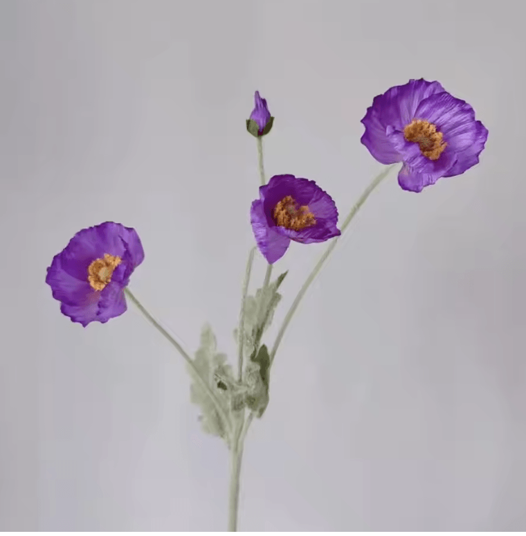 Elegant 4Head Faux Poppy Bouquet  Realistic Silk Artificial Flowers For Home  Event Decor 13