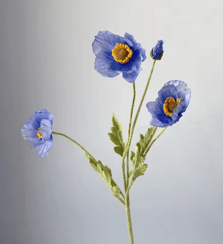 Elegant 4Head Faux Poppy Bouquet  Realistic Silk Artificial Flowers For Home  Event Decor 1