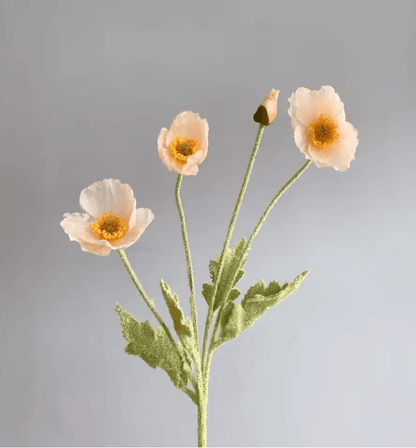 Elegant 4Head Faux Poppy Bouquet  Realistic Silk Artificial Flowers For Home  Event Decor 2