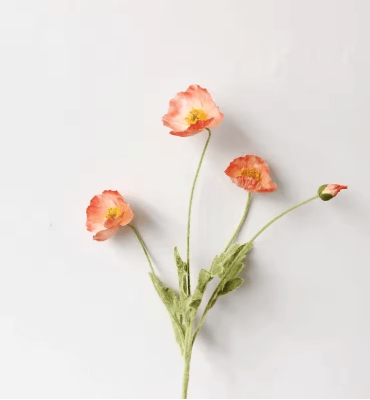 Elegant 4Head Faux Poppy Bouquet  Realistic Silk Artificial Flowers For Home  Event Decor 3