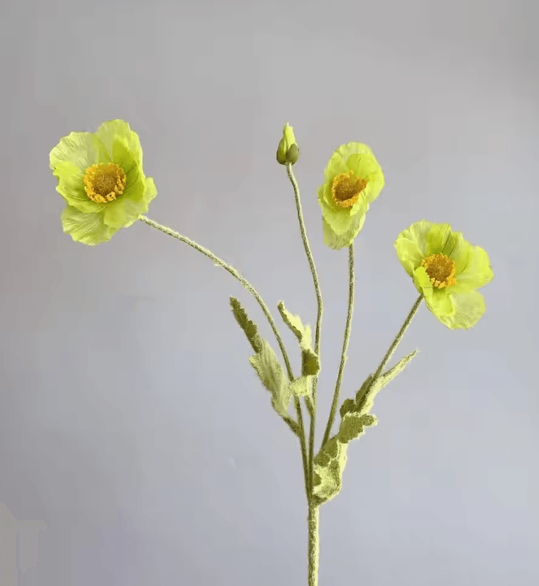 Elegant 4Head Faux Poppy Bouquet  Realistic Silk Artificial Flowers For Home  Event Decor 6
