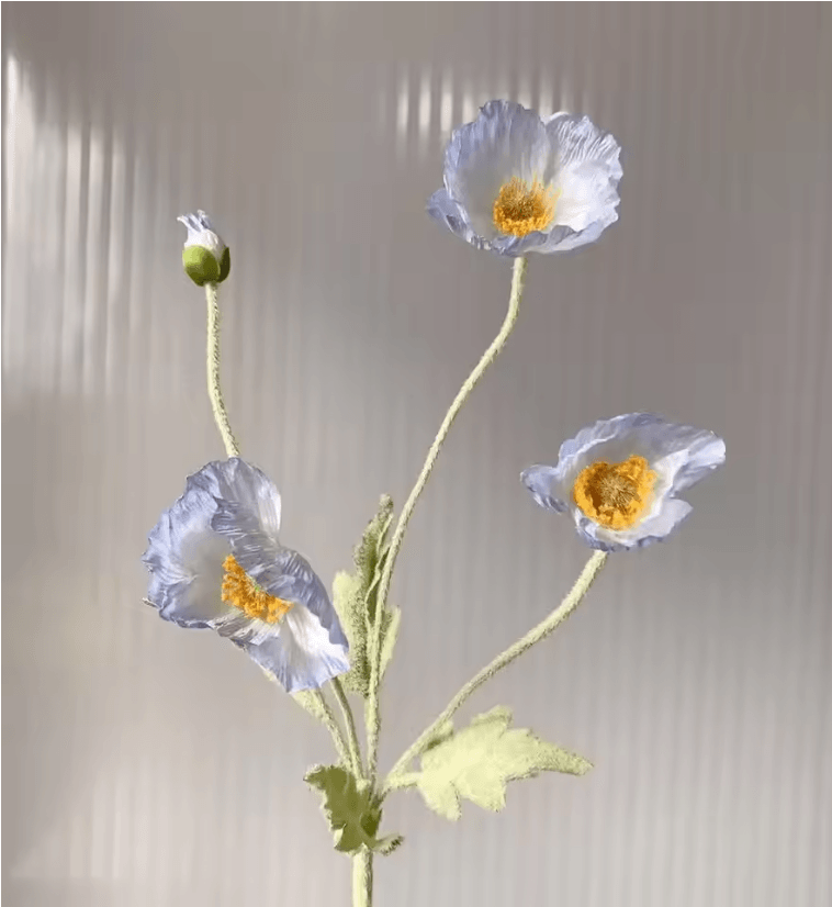 Elegant 4Head Faux Poppy Bouquet  Realistic Silk Artificial Flowers For Home  Event Decor 7