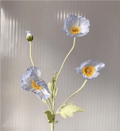 Elegant 4Head Faux Poppy Bouquet  Realistic Silk Artificial Flowers For Home  Event Decor 7