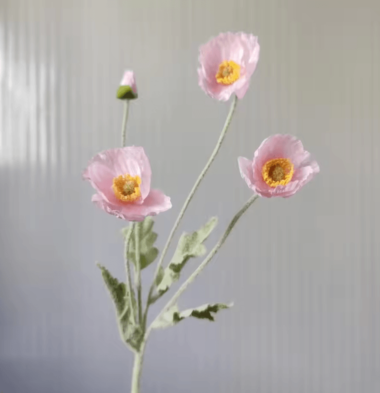 Elegant 4Head Faux Poppy Bouquet  Realistic Silk Artificial Flowers For Home  Event Decor 8