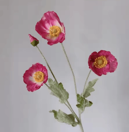 Elegant 4Head Faux Poppy Bouquet  Realistic Silk Artificial Flowers For Home  Event Decor 15
