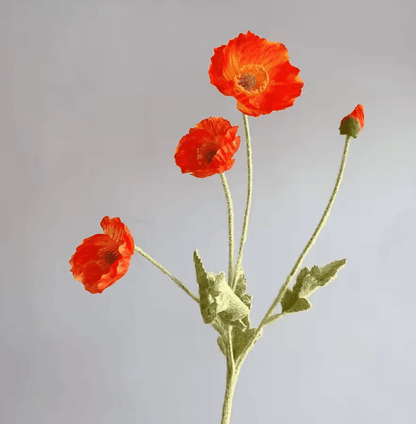 Elegant 4Head Faux Poppy Bouquet  Realistic Silk Artificial Flowers For Home  Event Decor 17