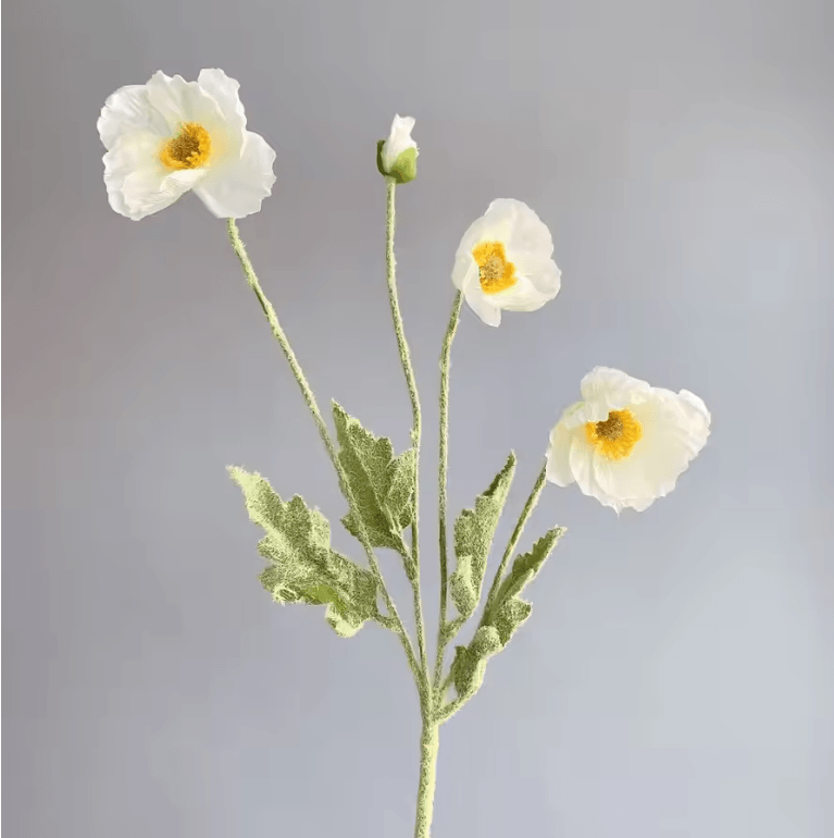 Elegant 4Head Faux Poppy Bouquet  Realistic Silk Artificial Flowers For Home  Event Decor 18