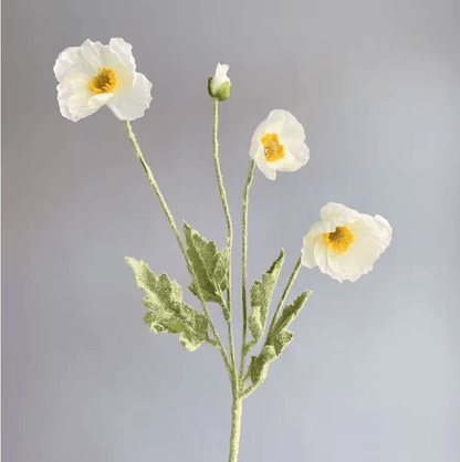 Elegant 4Head Faux Poppy Bouquet  Realistic Silk Artificial Flowers For Home  Event Decor 18