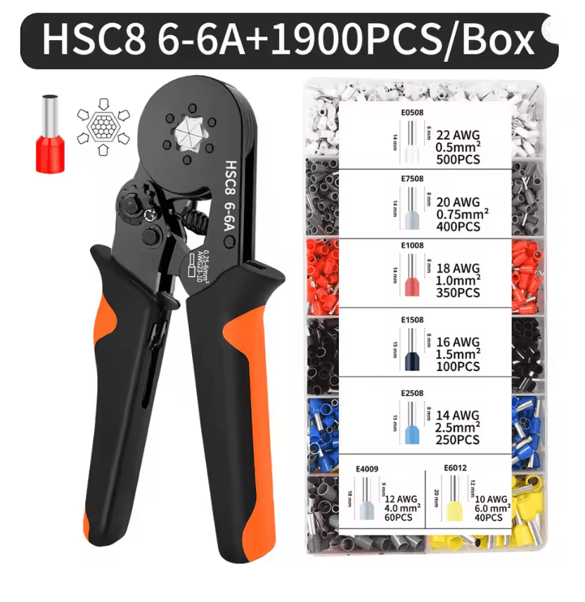 Hexagonal SelfAdjustable Ratchet Ferrule Crimping Tool Kit 237AWG 02510mm Crimper Kit With Ferrule  11