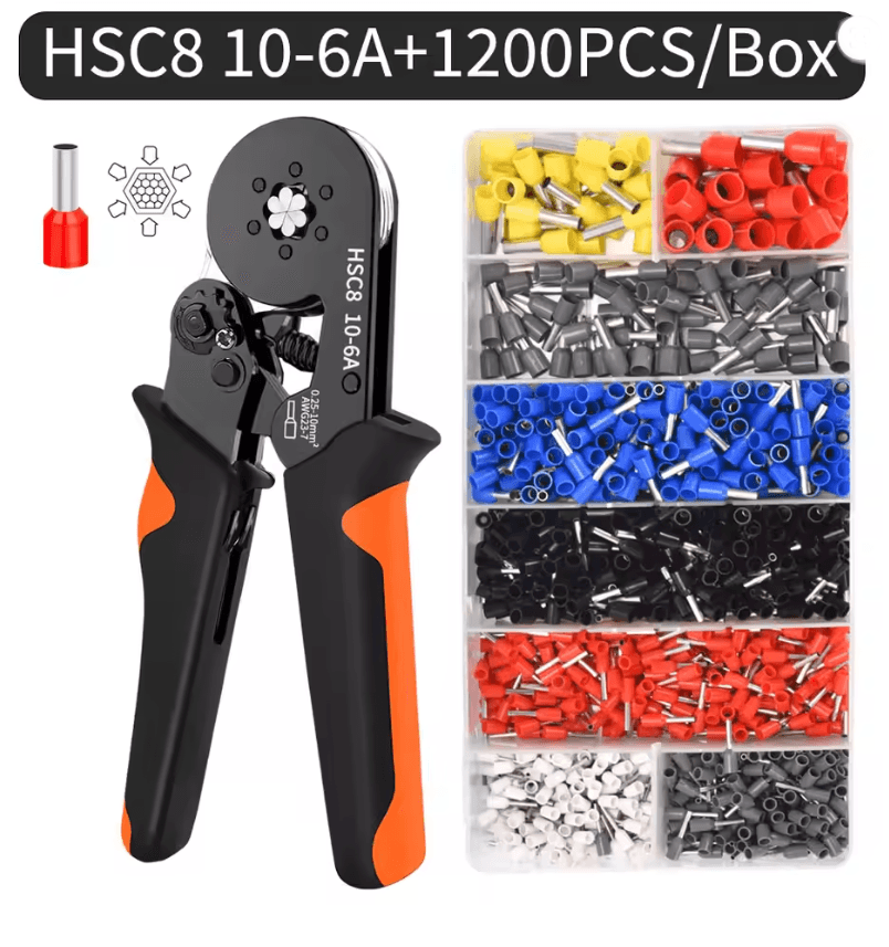 Hexagonal SelfAdjustable Ratchet Ferrule Crimping Tool Kit 237AWG 02510mm Crimper Kit With Ferrule  7