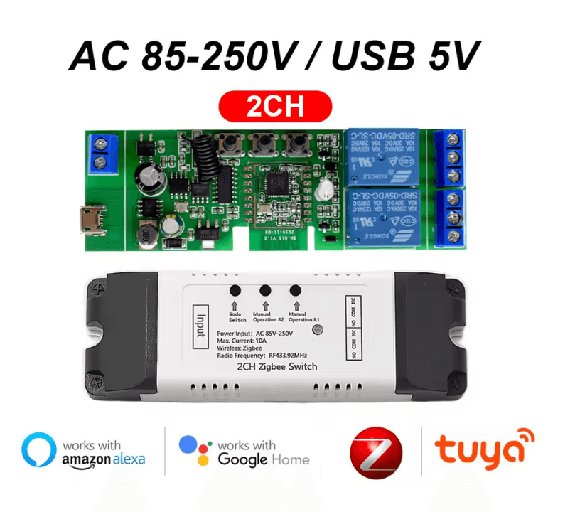Tuya Zigbee 4Channel Smart Relay Module  Dry Contact DIN Rail MultiVoltage 4