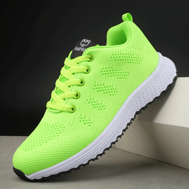 Women's Lightweight Knit Walking Sneakers – Breathable Casual Lace Up Shoes