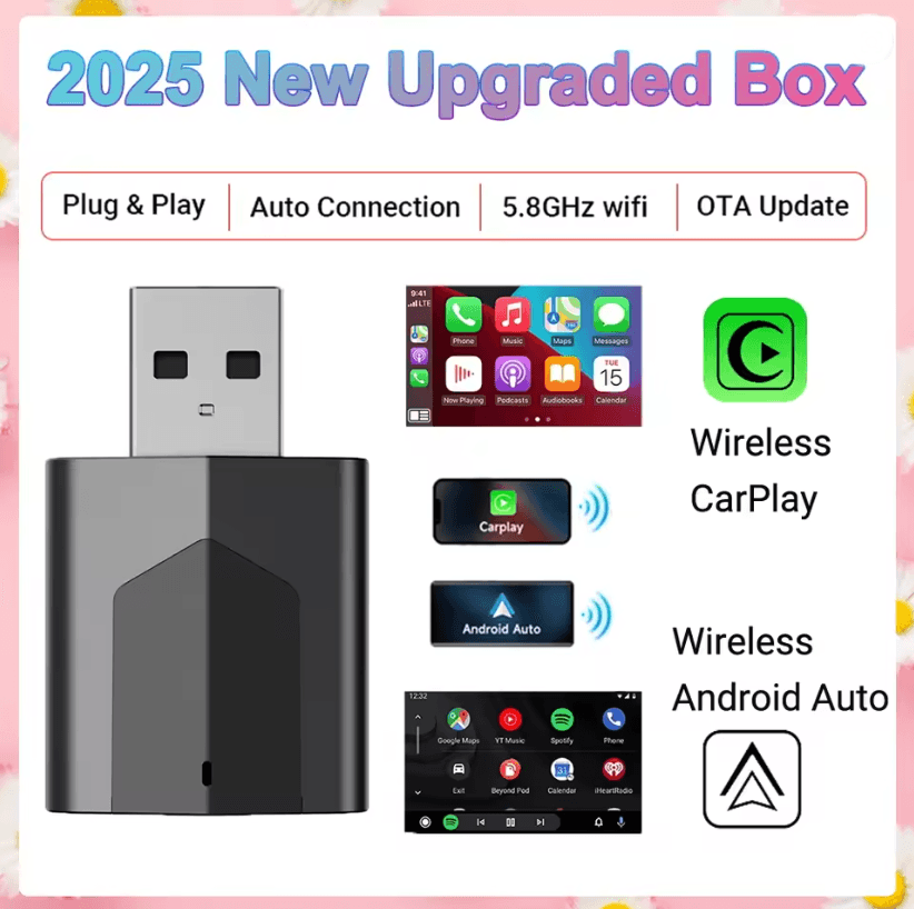 Mini Wireless Carplay Android Auto Adapter  Plug And Play 2 In 1 USB Dongle 3