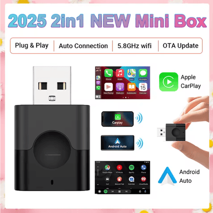 Mini Wireless Carplay Android Auto Adapter  Plug And Play 2 In 1 USB Dongle 6