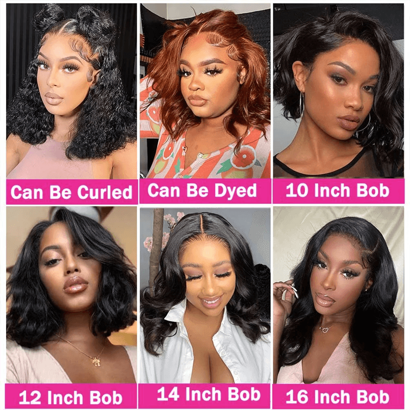 Brazilian Body Wave Short Bob Wig  13x4 Lace Front Human Hair Wig 200 Density 1