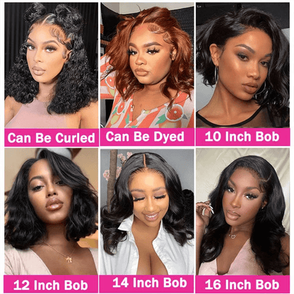 Brazilian Body Wave Short Bob Wig  13x4 Lace Front Human Hair Wig 200 Density 1