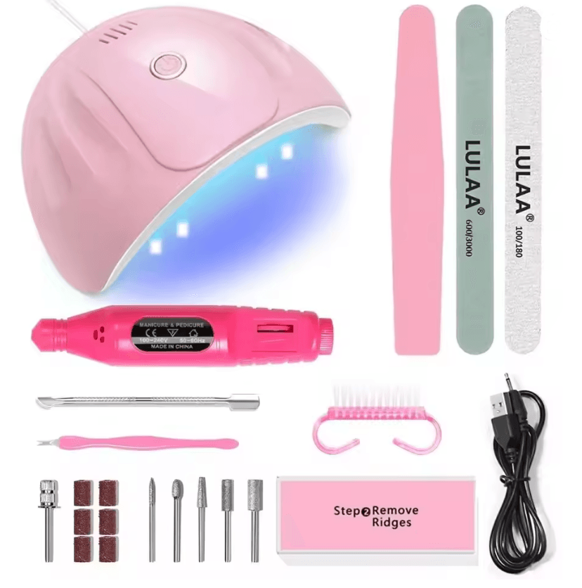 Complete UV LED Nail Kit with Nail Drill – Manicure Tools Set for Home and Salon Use