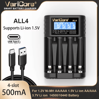 VariCore LCD Fast AA AAA Battery Charger – 8 Slot Universal Rechargeable Battery Charger