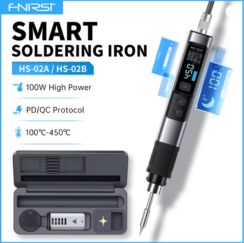 FNIRSI HS02 Smart Soldering Iron 100W with Adjustable Temperature and PD QC Fast Charging