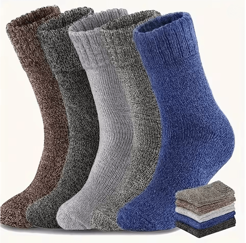 Warm Wool Blend Winter Socks 5 Pair Set for Men and Women Thermal Thick Cozy Fit