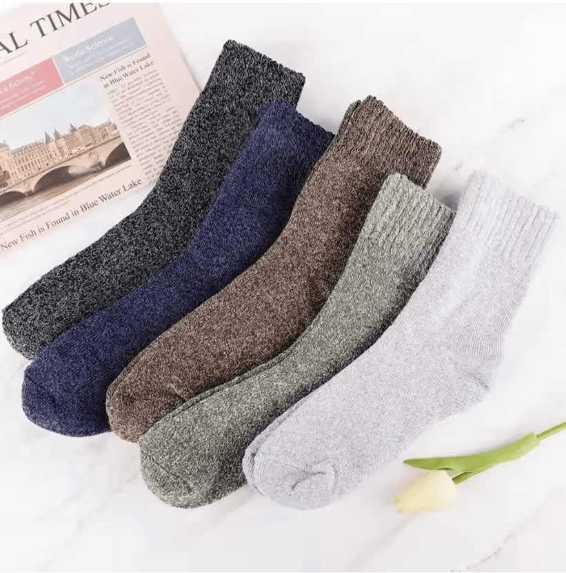 Warm Wool Blend Winter Socks 5 Pair Set For Men And Women Thermal Thick Cozy Fit 2