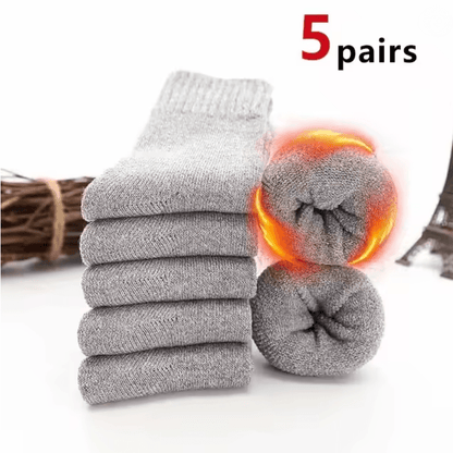 Warm Wool Blend Winter Socks 5 Pair Set For Men And Women Thermal Thick Cozy Fit 6