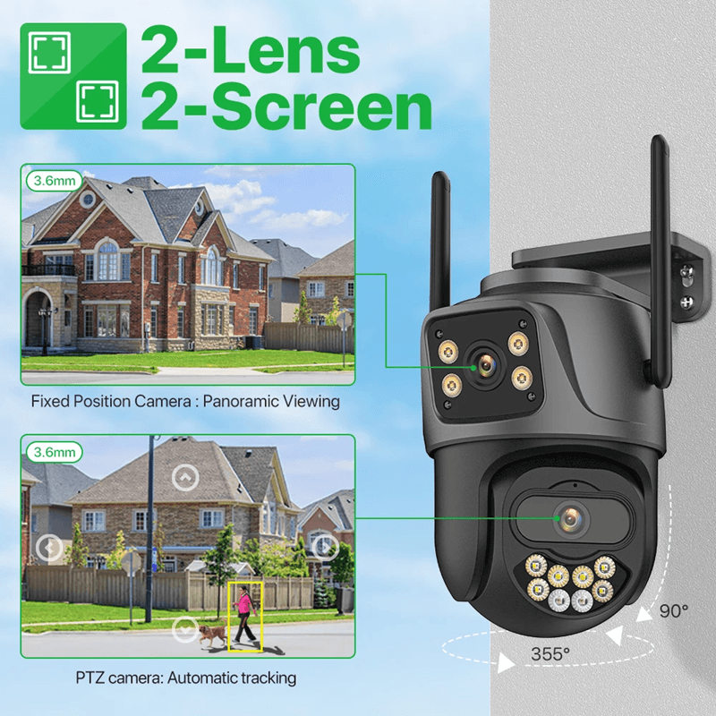4K 8MP Dual Lens Outdoor WiFi PTZ Security Camera With Auto Tracking And Night Vision 1