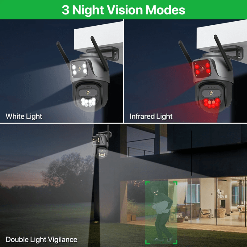 4K 8MP Dual Lens Outdoor WiFi PTZ Security Camera With Auto Tracking And Night Vision 3