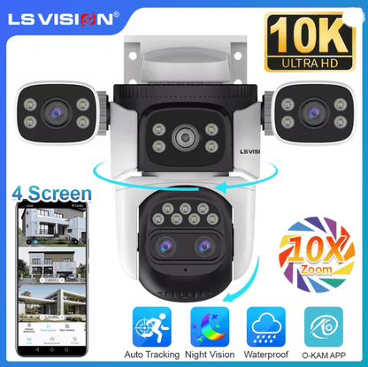 LS VISION 20MP 10X Zoom WiFi Outdoor Security Camera with Four Lens PTZ and Human Auto Tracking