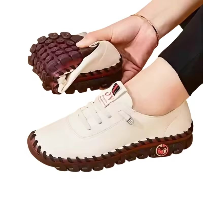 Womens Leather LaceUp Loafers – Comfortable Flat Casual Shoes for Everyday Wear