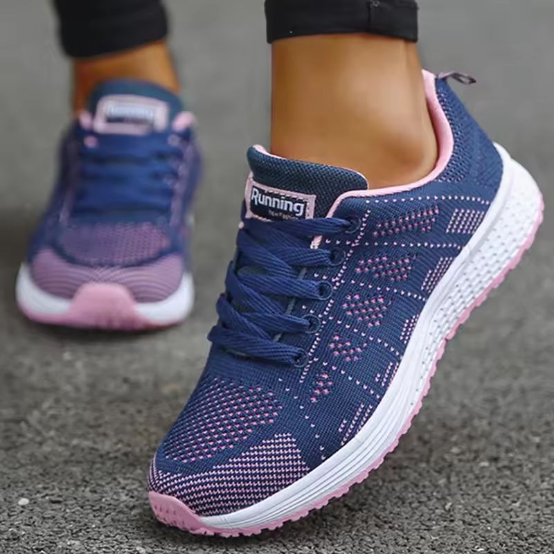 AirFlex Womens Breathable Mesh Sneakers Lightweight Lace Up Vulcanized Shoes For Active Comfort 10