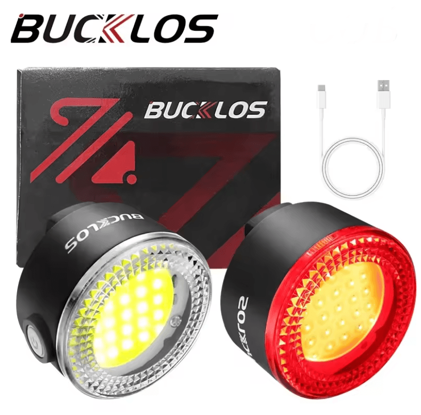 BUCKLOS Rechargeable Bike Light Set with COB LED Front and Rear Lamps