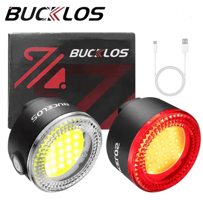 BUCKLOS Rechargeable Bike Light Set with COB LED Front and Rear Lamps
