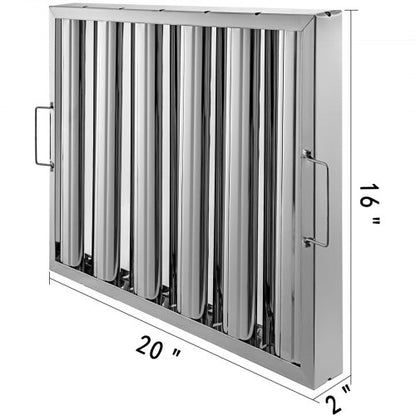 6Pack 20 X 16 Commercial Range Hood Filter 430 Stainless Steel GreaseRated Baffle For Exhaust Hoods 8