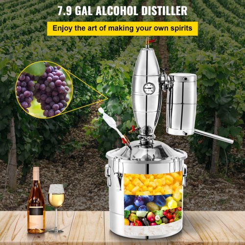 Stainless Steel Alcohol Distiller 30L Home Moonshine Still Kit For Wine Making Whiskey  Beer Boiler 2