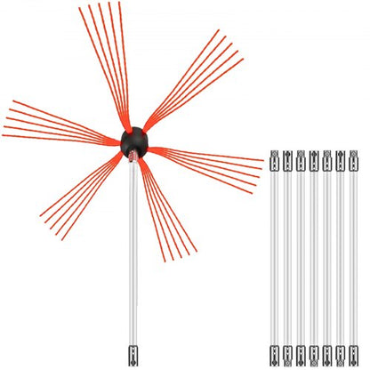 Chimney Brush Kit Driven By Drill 26FT HeavyDuty Sweeping Tool With 8 Nylon Rods For Fireplace Flue 8