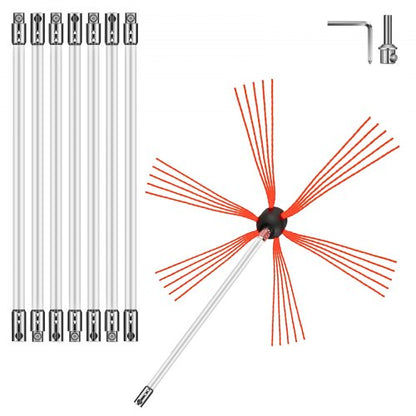 Chimney Brush Kit Driven By Drill 26FT HeavyDuty Sweeping Tool With 8 Nylon Rods For Fireplace Flue 10