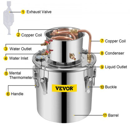 MultiPurpose Copper Alcohol Still DIY Distilling Kit For Whiskey Vodka Water  Essential Oils 8
