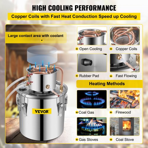 Alcohol Still Stainless Steel Distiller Kit Water Alcohol Distiller With Copper Tube  Builtin Therm 3