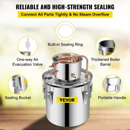 Alcohol Still Stainless Steel Distiller Kit Water Alcohol Distiller With Copper Tube  Builtin Therm 5