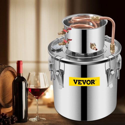 Alcohol Still Stainless Steel Distiller Kit Water Alcohol Distiller With Copper Tube  Builtin Therm 7