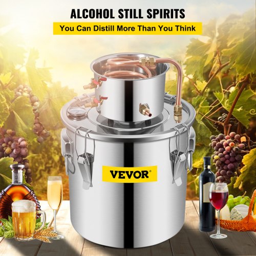 Alcohol Still Stainless Steel Distiller Kit, Water Alcohol Distiller Copper Tube Home Brewing Kit