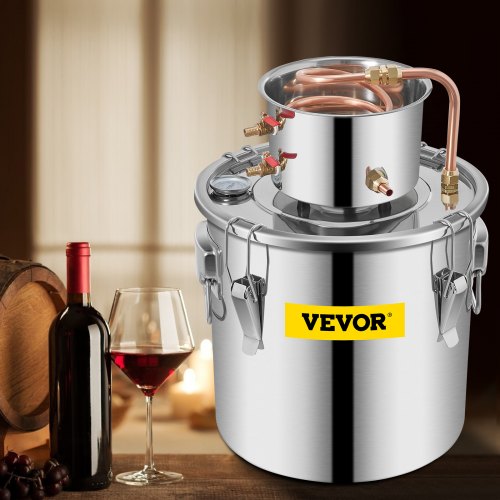 Alcohol Still Stainless Steel Distiller Kit, Water Alcohol Distiller Copper Tube Home Brewing Kit