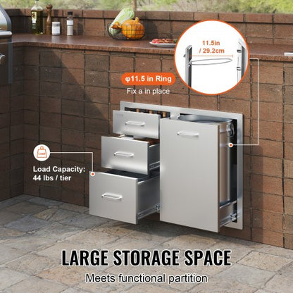 BBQ Island Storage Drawer Combo 295 W X 226 H Stainless Steel Outdoor Kitchen Organizer With Propan 3