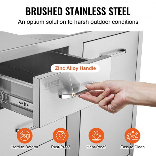 BBQ Island Storage Drawer Combo 295 W X 226 H Stainless Steel Outdoor Kitchen Organizer With Propan 4