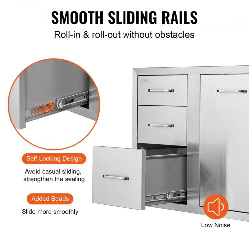 BBQ Island Storage Drawer Combo 295 W X 226 H Stainless Steel Outdoor Kitchen Organizer With Propan 5