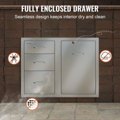 BBQ Island Storage Drawer Combo 295 W X 226 H Stainless Steel Outdoor Kitchen Organizer With Propan 6