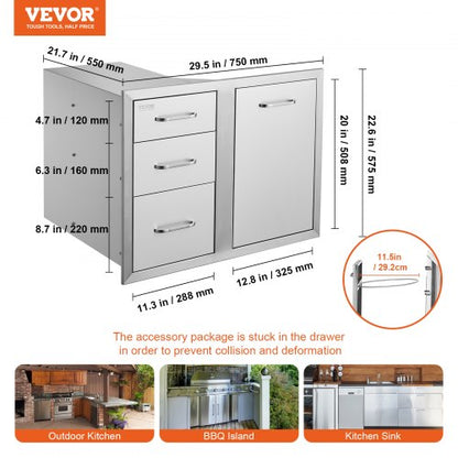 BBQ Island Storage Drawer Combo 295 W X 226 H Stainless Steel Outdoor Kitchen Organizer With Propan 7