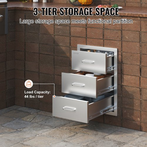 16 X 215 Stainless Steel 201 BBQ Drawer TripleTier Outdoor Kitchen Storage Chest Of Drawers For Gri 4