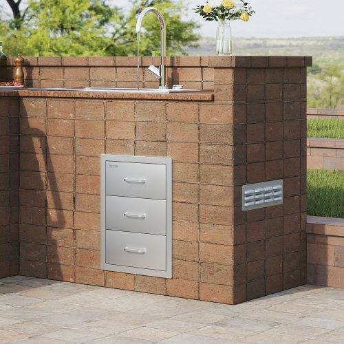 16 X 215 Stainless Steel 201 BBQ Drawer TripleTier Outdoor Kitchen Storage Chest Of Drawers For Gri 1